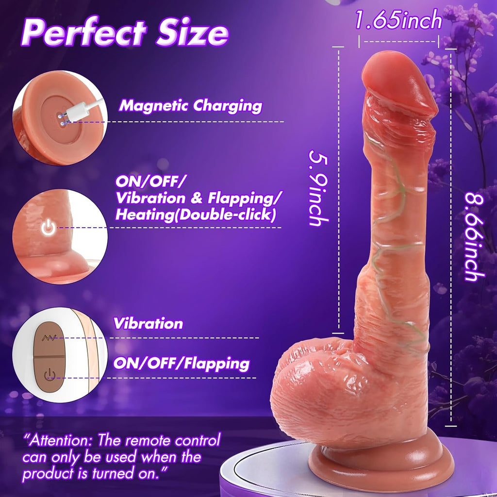 HeatPulse Remote Control Dildo 9 Flapping Vibrating Heating