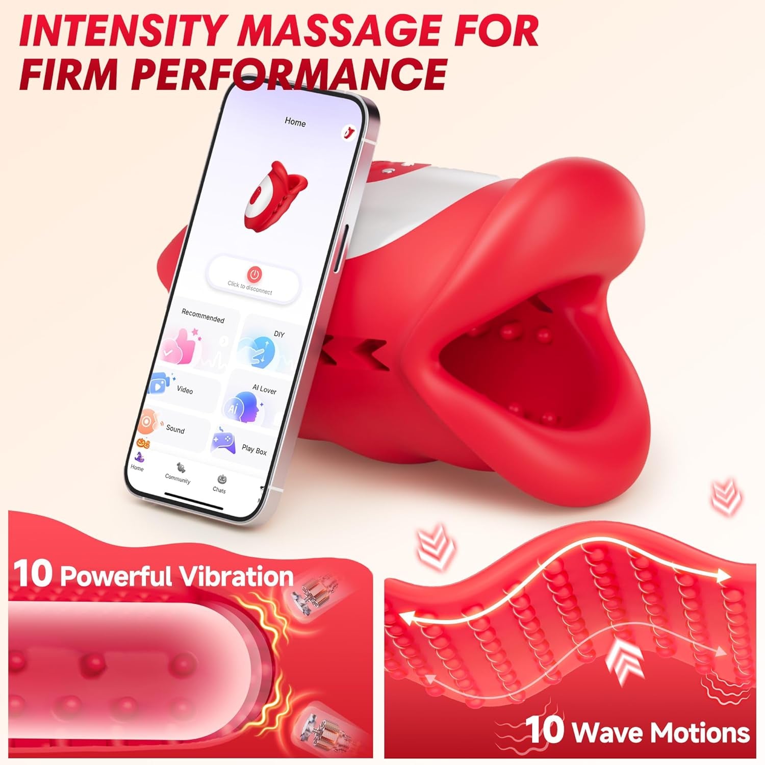 WaveLynx AI Vibrating Male Masturbator 3 Motor 10 Modes