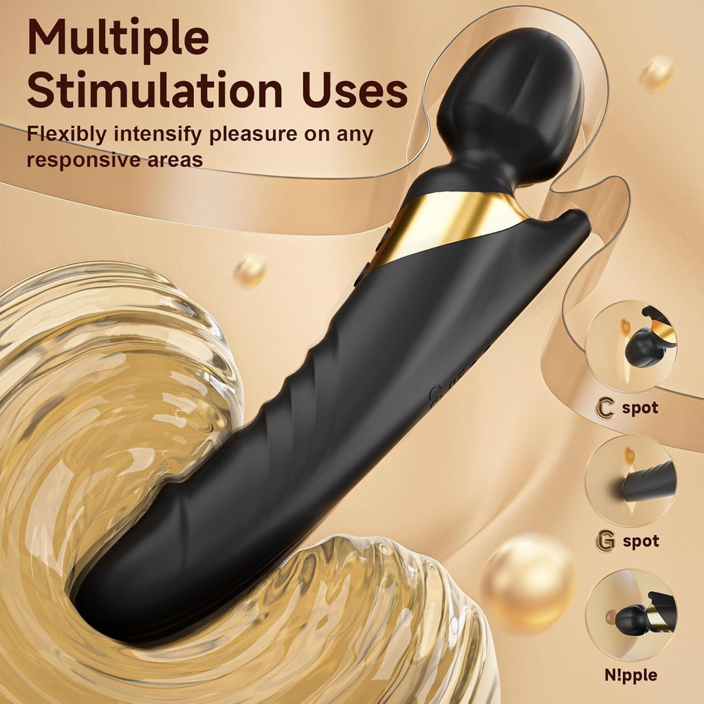 TwinThrive Dual End Wand Vibrator Thrusting Dildo 8+8 Modes