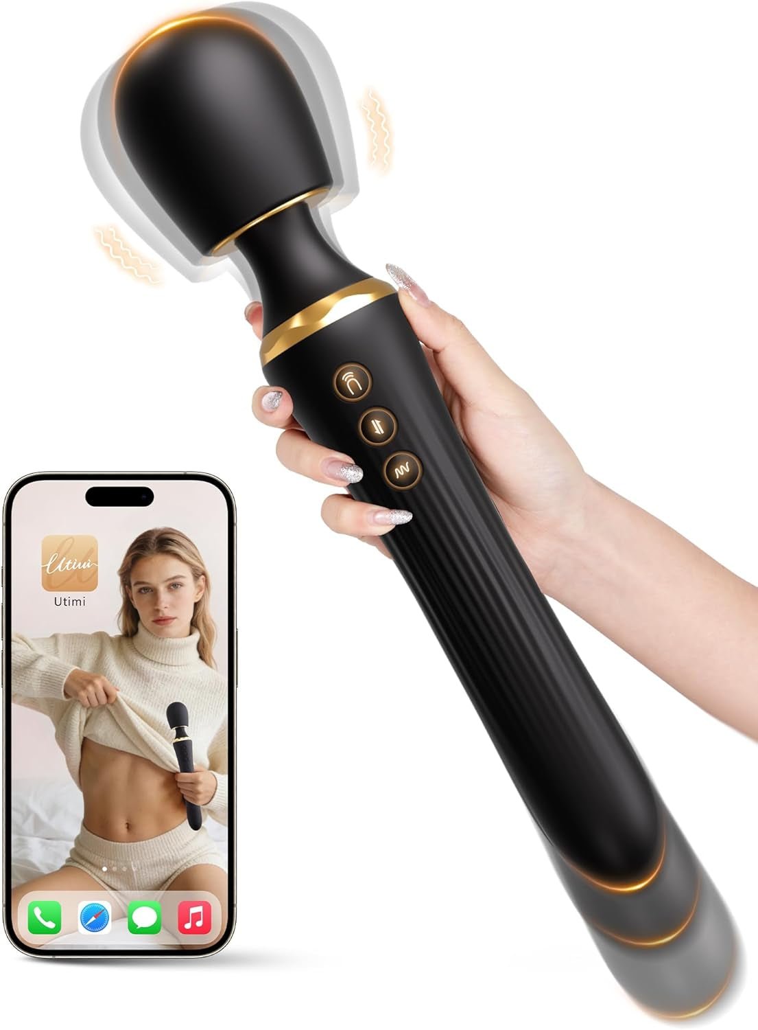 DualNova App Control Thrusting Wand Vibrator Dual Motor