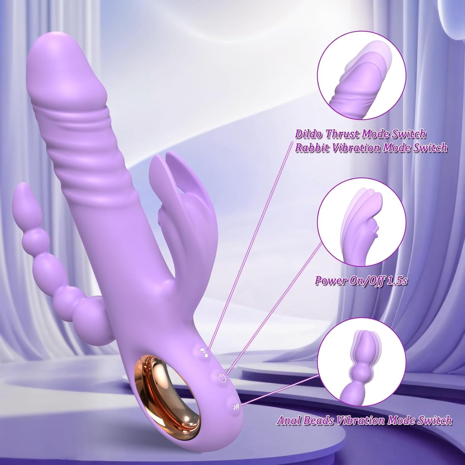 TriVantaX Rabbit Thruster 7 Speeds 7 Modes Waterproof Silicone