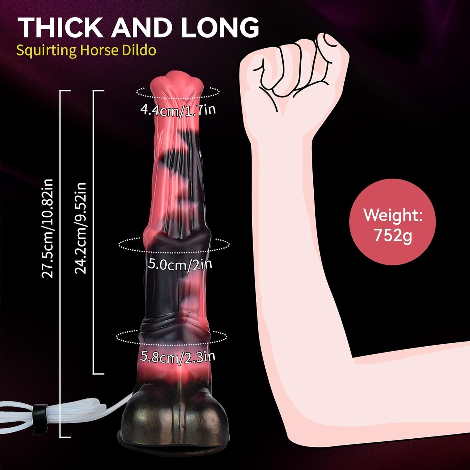 TitanMix 12” Fantasy Ejaculating Dildo Thick Silicone Suction Cup