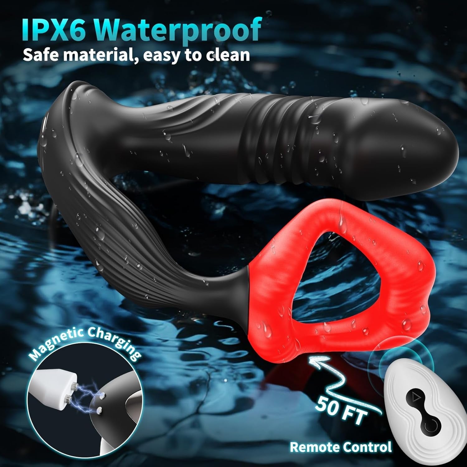 DualThrust Prostate Massager Cock Ring App 9+9 Modes