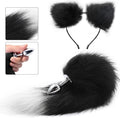 FrostTip Black White Fox Tail Steel Butt Plug 13"