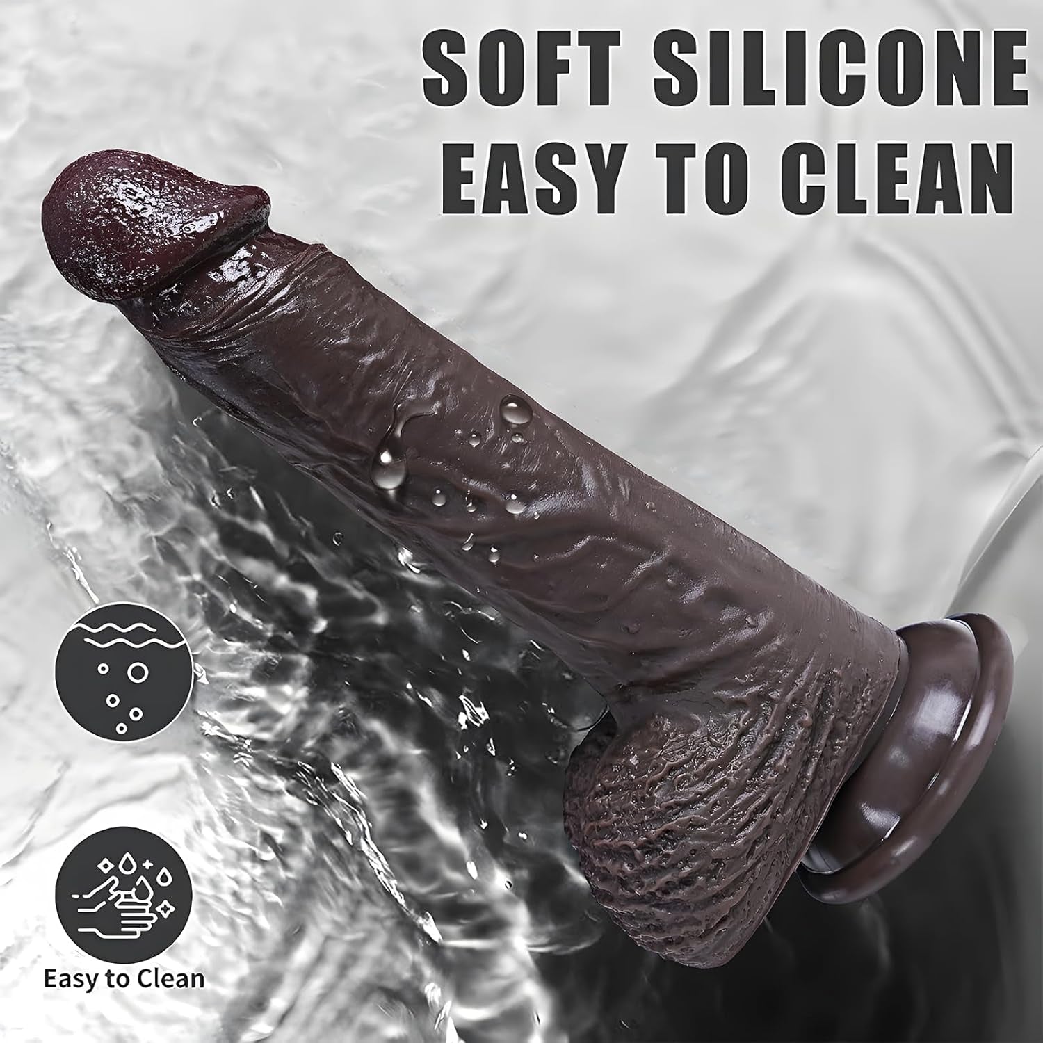 EbonyFlow 8.5” Ebony Squirting Dildo Silicone Suction Cup