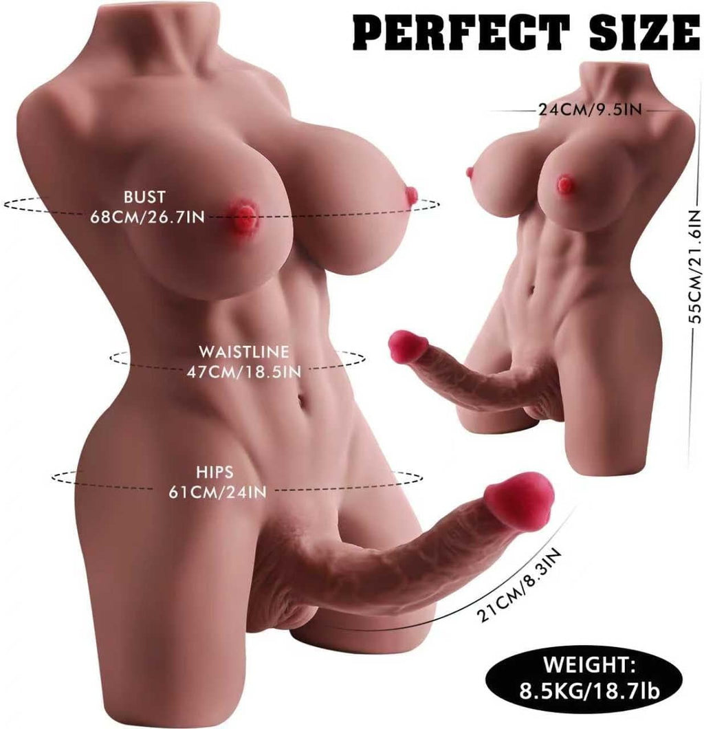 NoirviaX 18.7lb Transgender Sex Doll Torso w/ Dildo TPE Brown