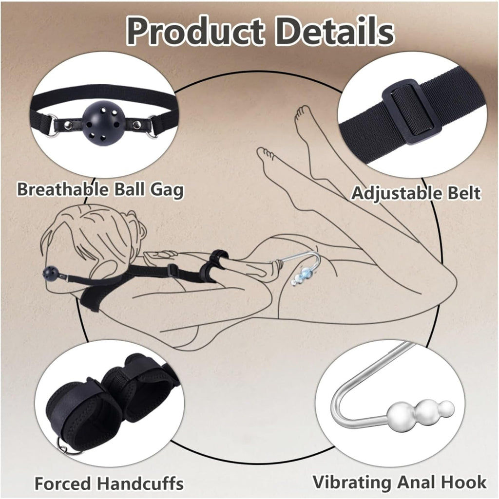 VibeBound Vibrating Anal Hook Neck Wrist Bondage