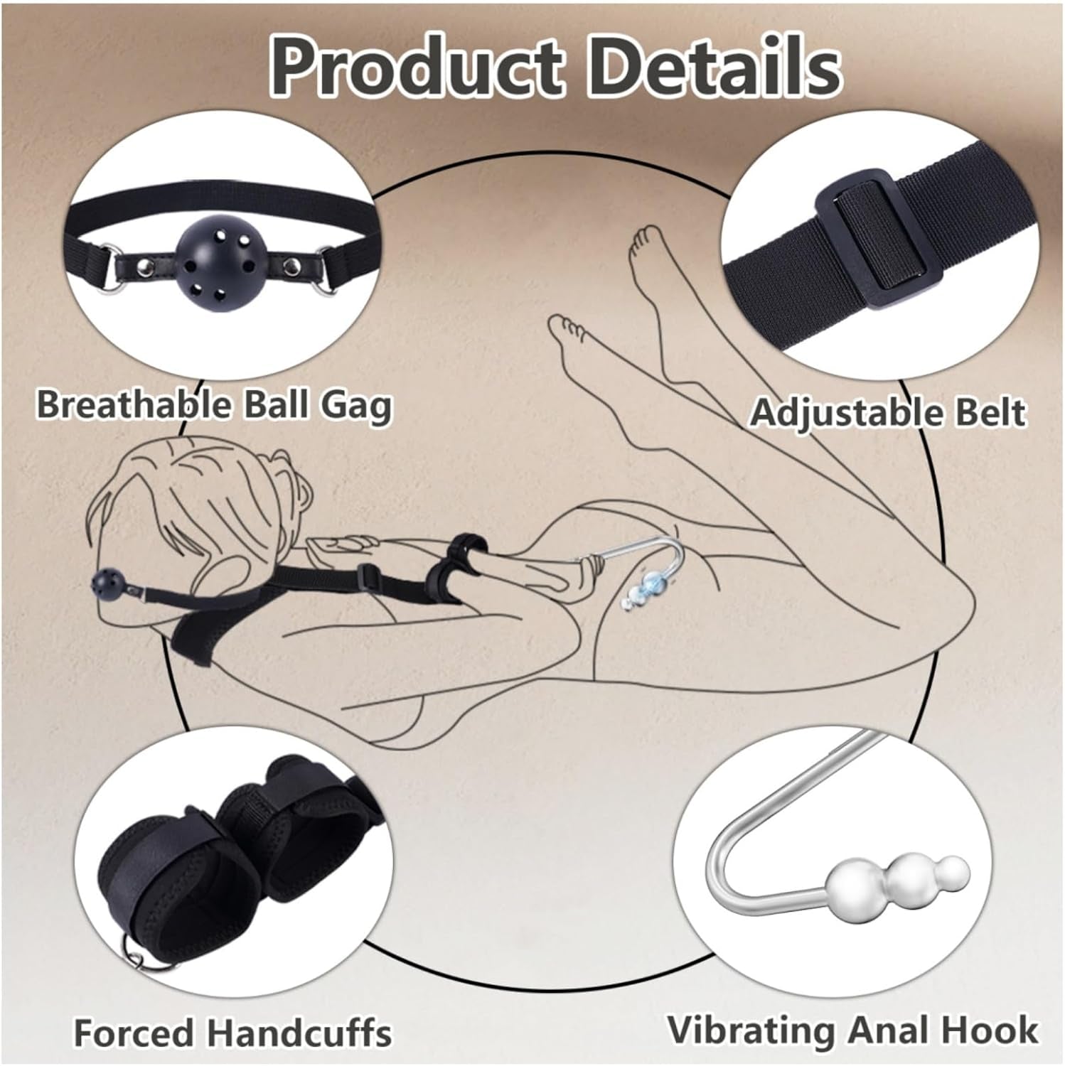 VibeBound Vibrating Anal Hook Neck Wrist Bondage
