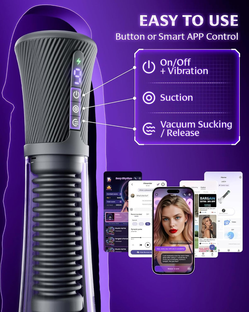 ApexPulse AI Male Masturbator 3 Sleeves Suction Pump