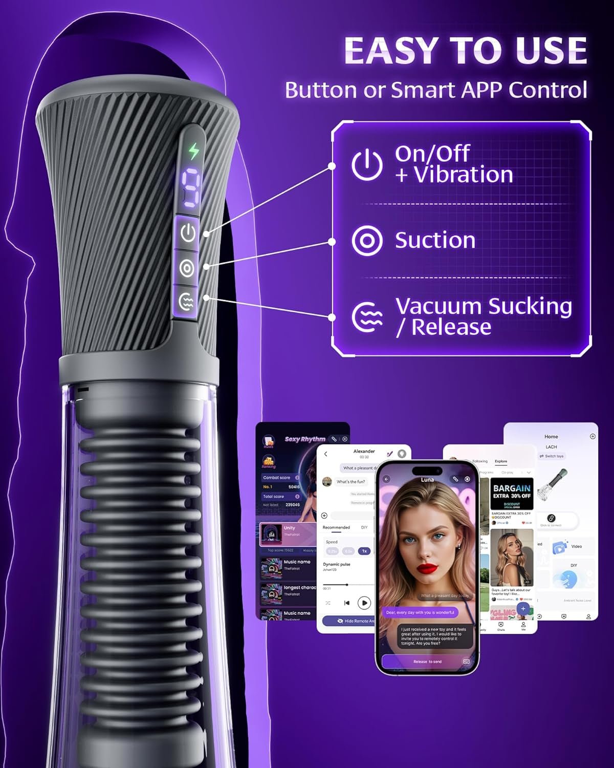 ApexPulse AI Male Masturbator 3 Sleeves Suction Pump