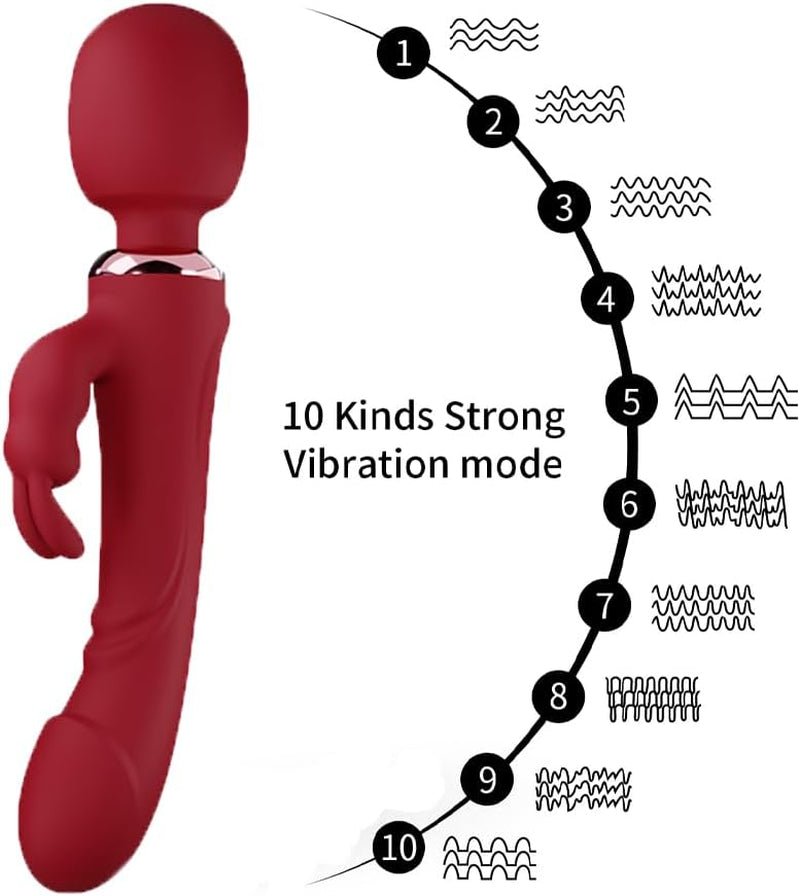 CrimsonWave Rabbit Vibrator Sex Wand  10 Modes Silicone Waterproof
