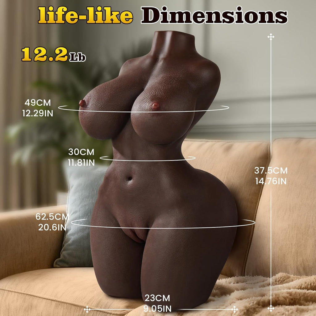 FlexCurve Black Torso Sex Doll | Adjustable Skeleton Dual Channel