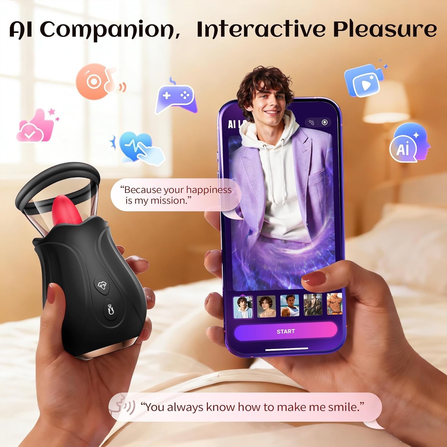 Rosynex AI Rose Vibrator Suction Licking App Control