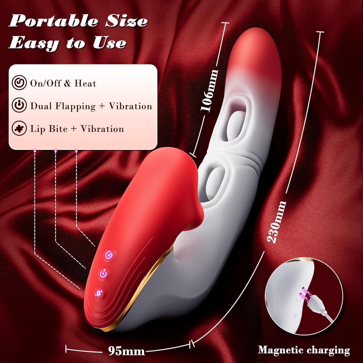 DualFlare Dildo Vibrator 10 Flapping 10 Licking Modes
