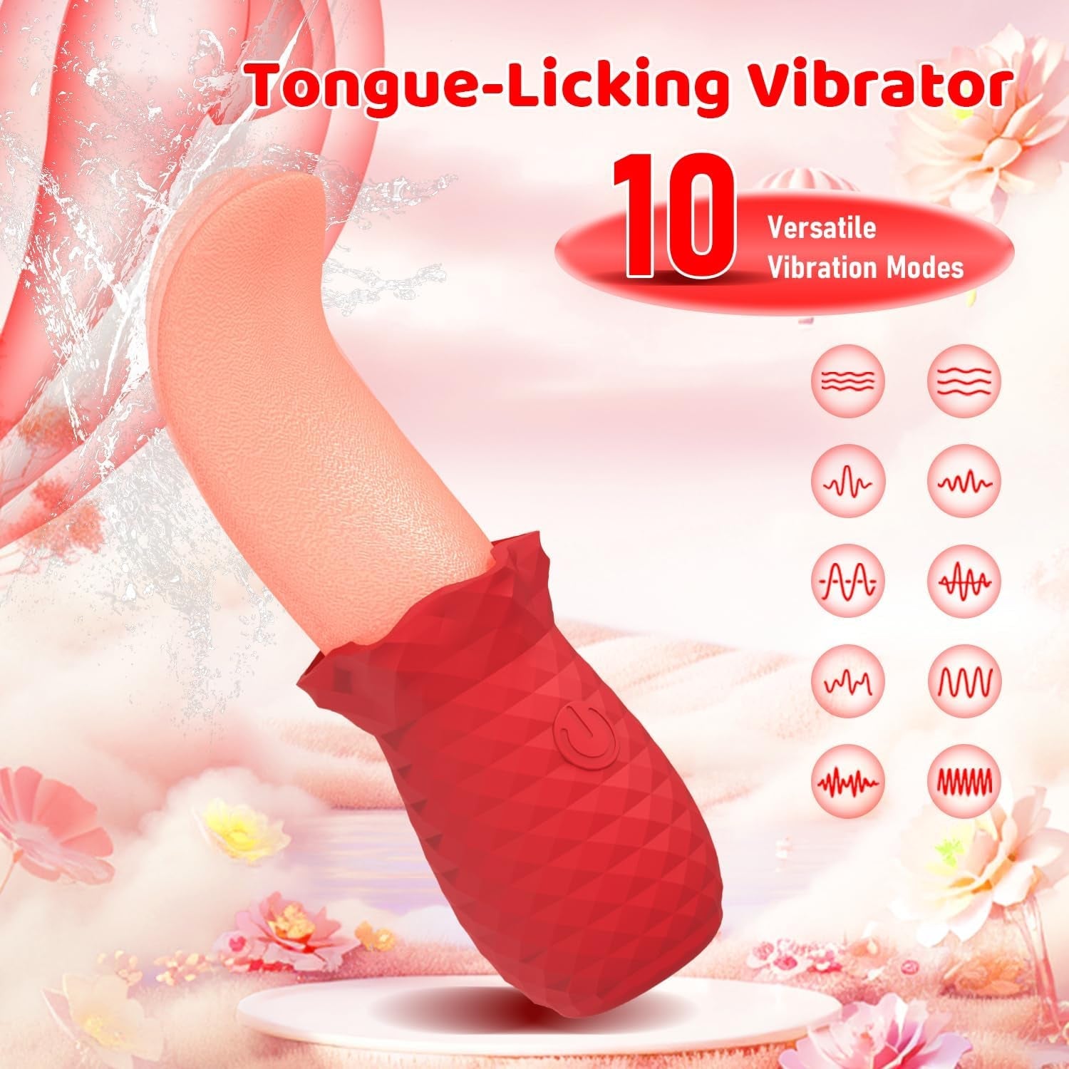 RoseLickX Rose Lick & Tap Tongue Vibrator 10 Modes Waterproof
