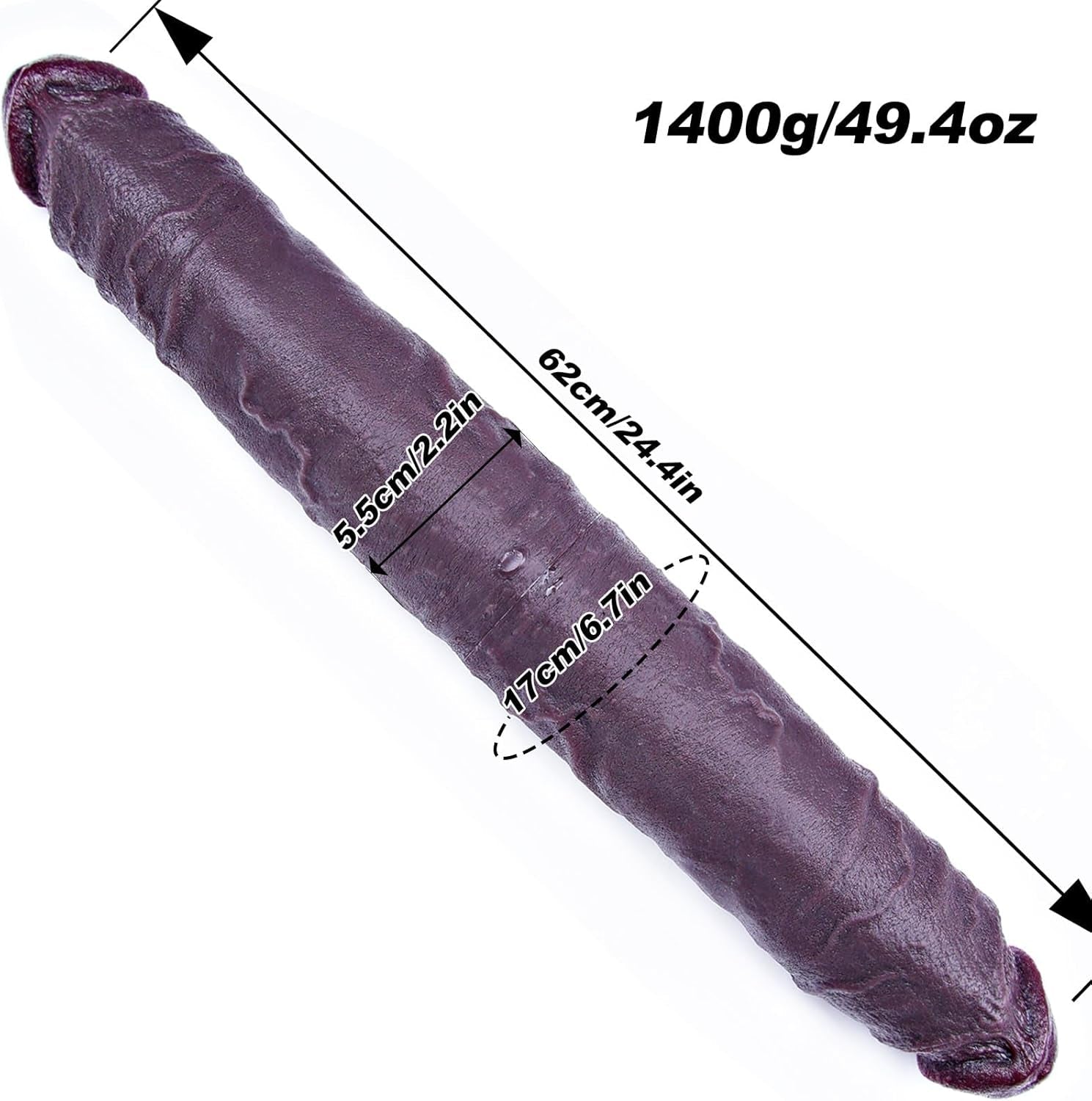 ObsidianMax 24.4” XXL Double-Ended Ebony Dildo Thick Silicone Toy