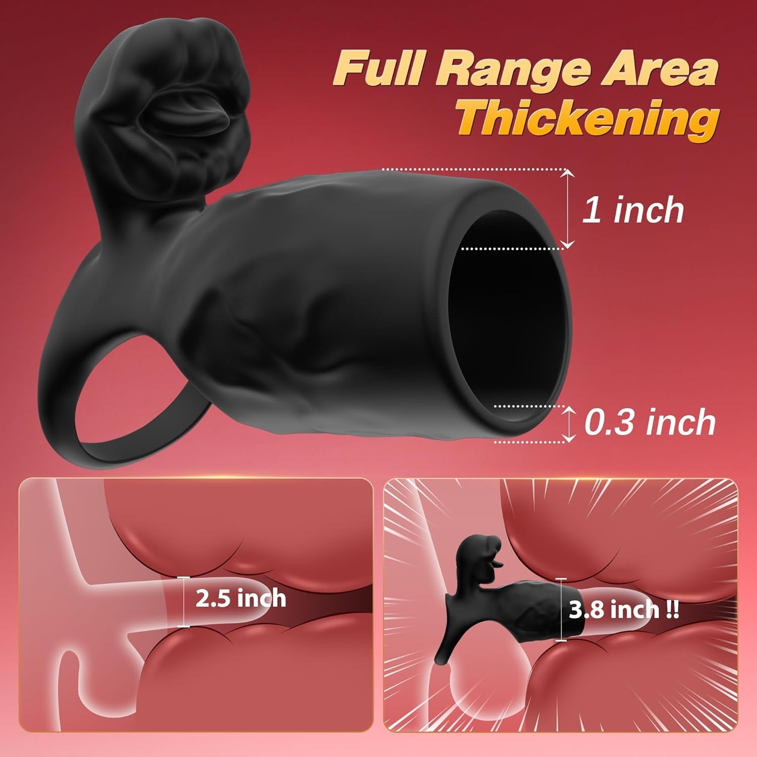 TongueShock Vibrating Cock Sleeve with Clit Stimulator