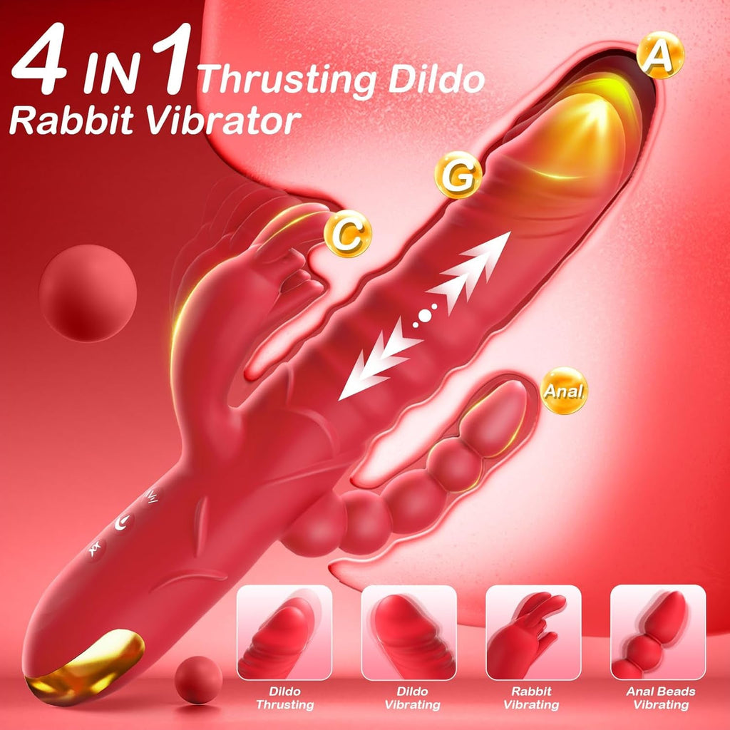 QuadraCore 4-in-1 Thrusting Rabbit Vibrator 3 Thrust 10 Modes