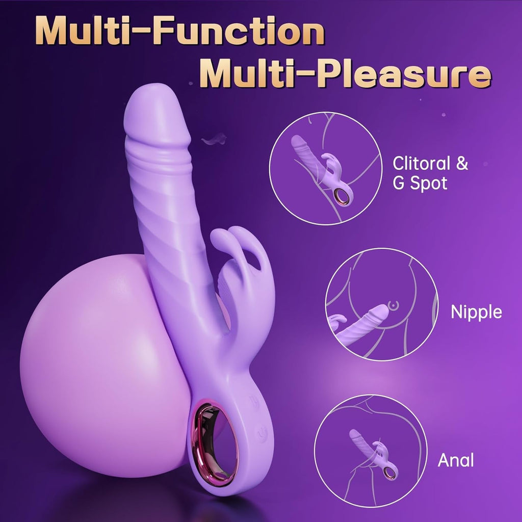 LinkAura App Control Rabbit Vibrator 9 Thrust 9 Modes USB