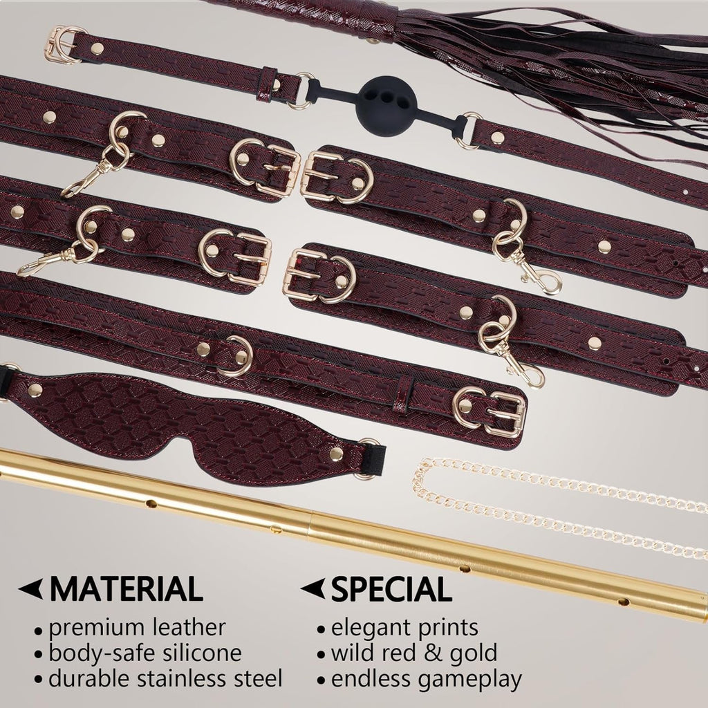 CrimsonRoyale 10PCS BDSM Spreader Bar Bondage Kit