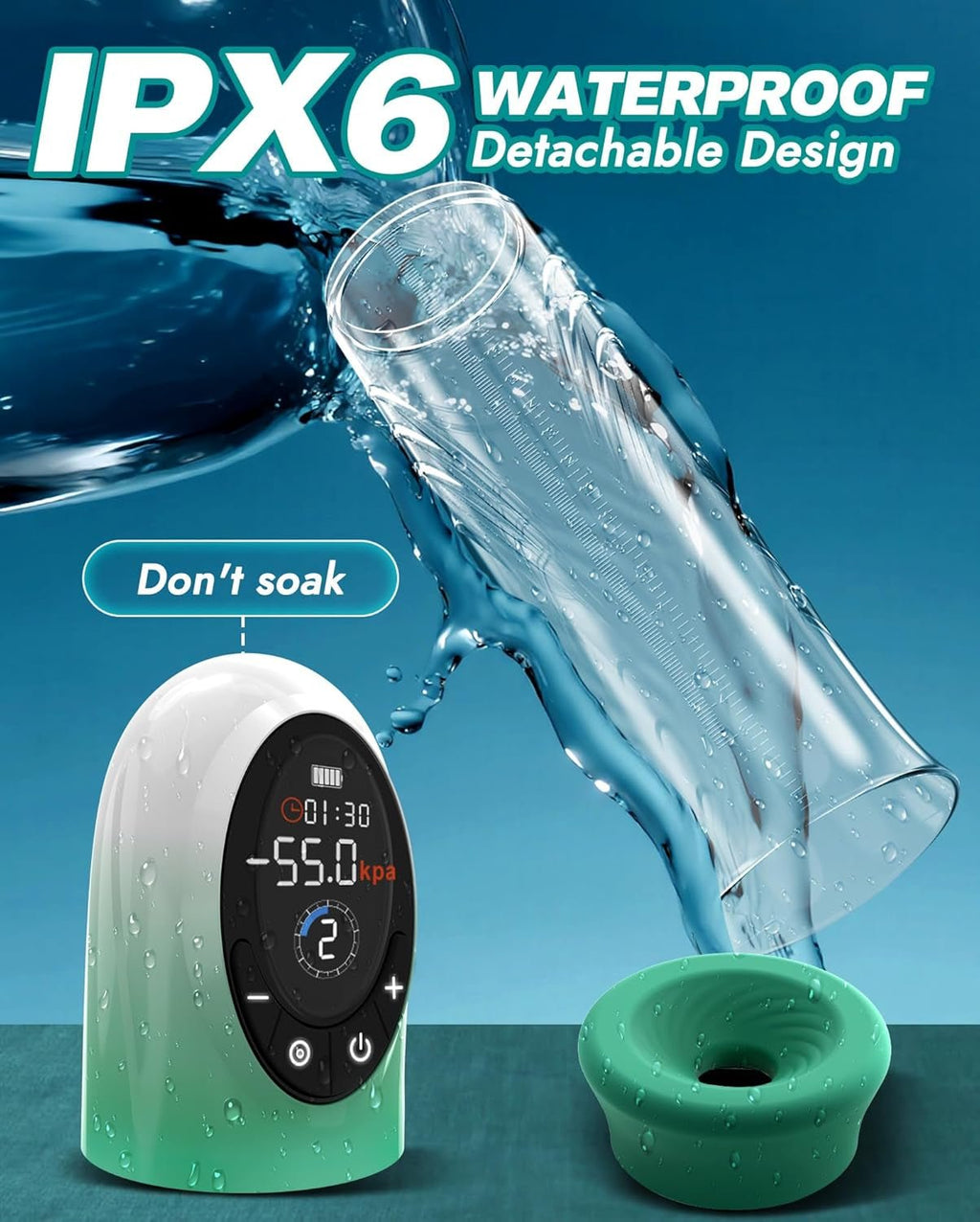 AquaFlux Penis Pump 9 Suction 4 Pressure LCD