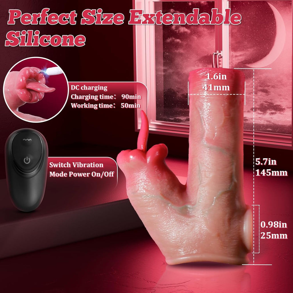 TongueVolt Vibrating Penis Sleeve Ring 10 Modes Remote