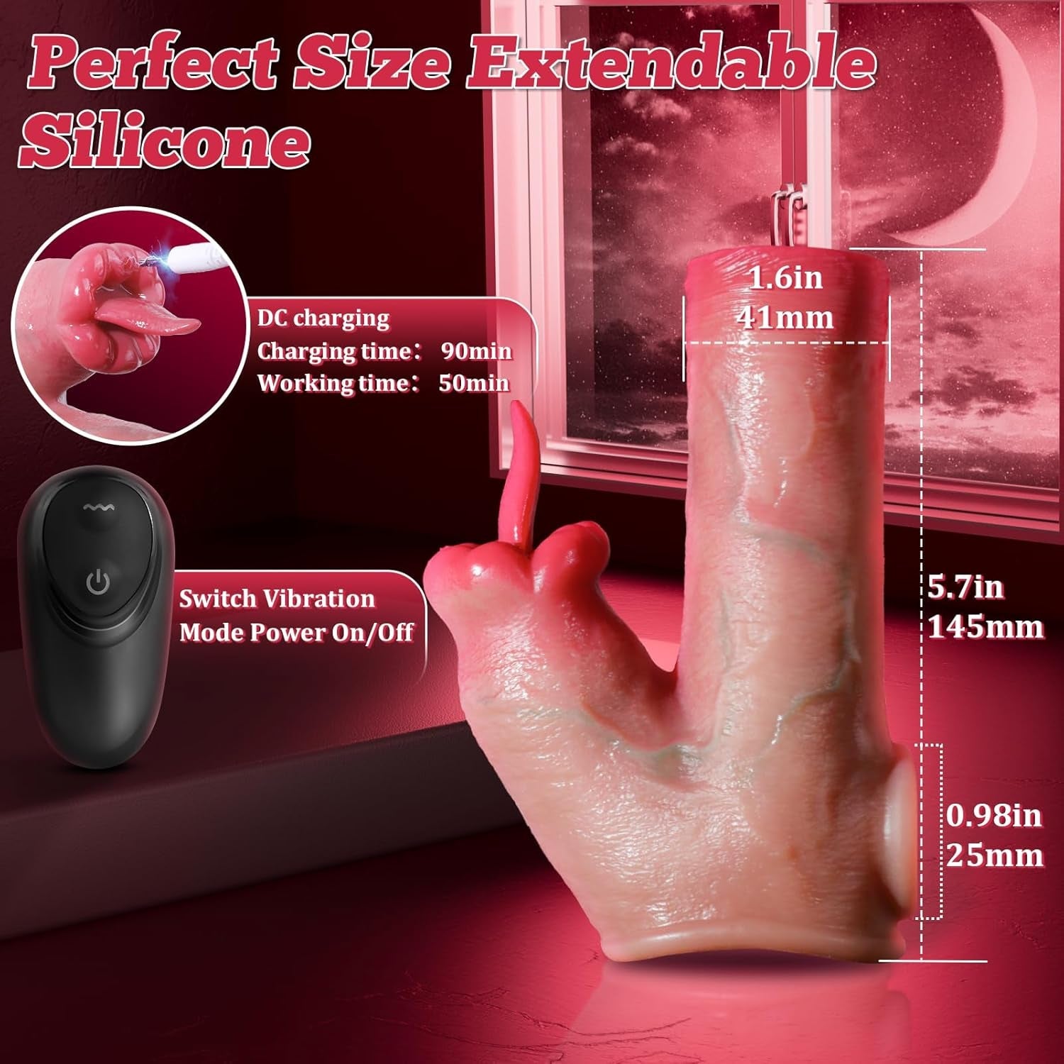 TongueVolt Vibrating Penis Sleeve Ring 10 Modes Remote