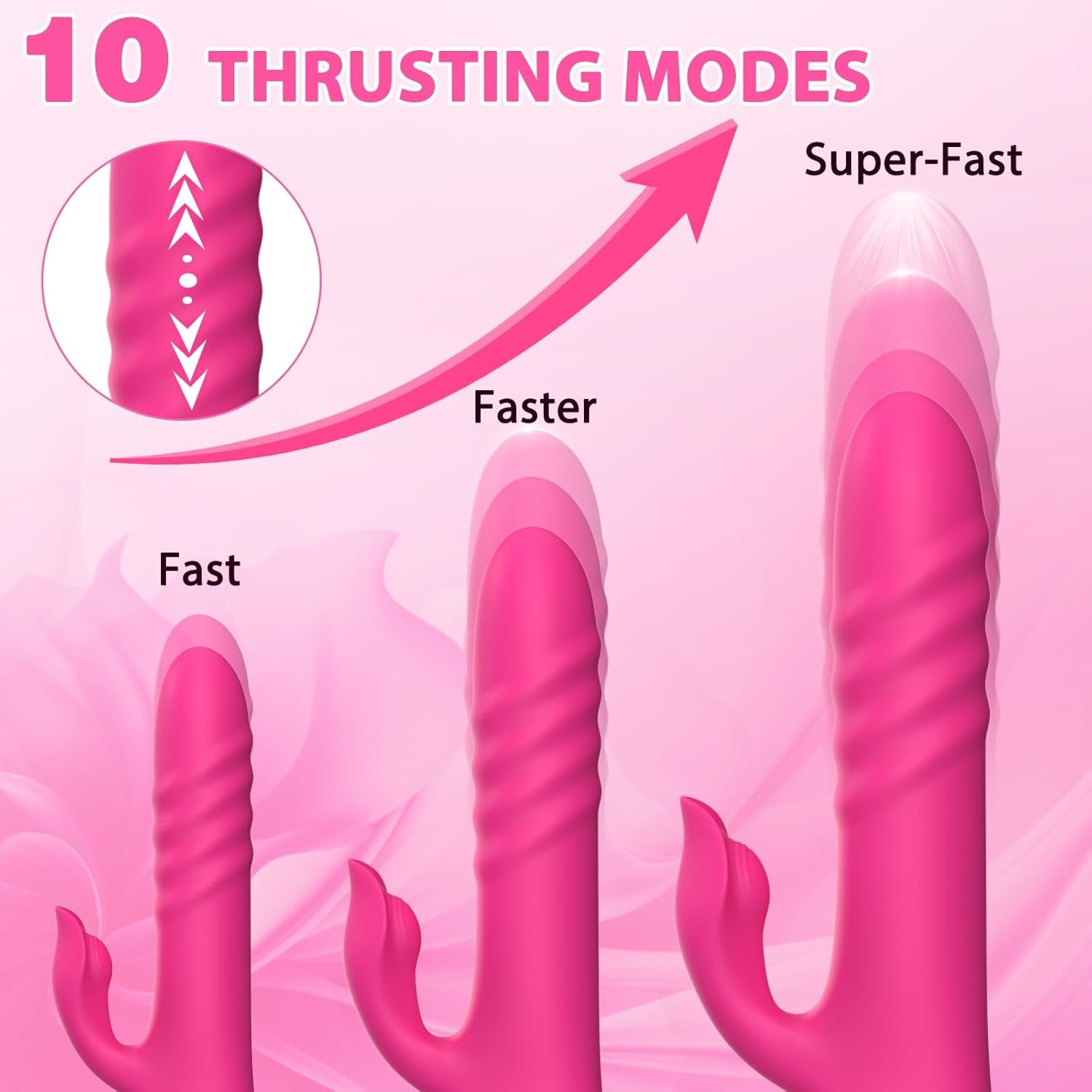 VortexPulse Thrusting Rabbit Vibrator 10 Thrust 10 Modes Silicone