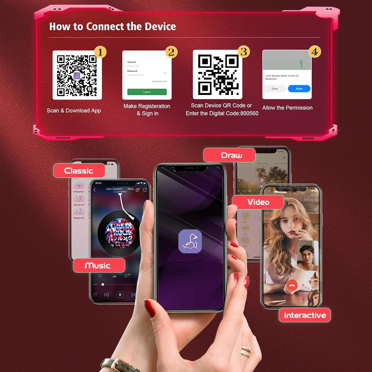OrbitFlex Adjustable Cock Ring Clit Stimulator App 9 Modes