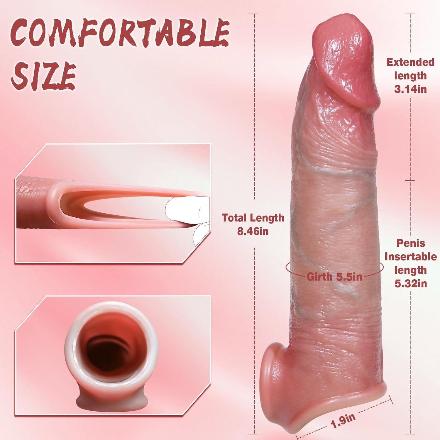 MaxCore Penis Sleeve Extender 8.5” Silicone Girth Boost