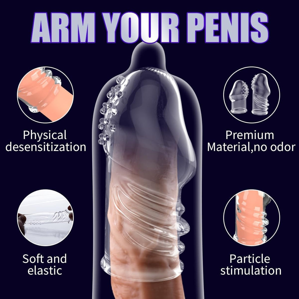 VelyonX Clear Penis Sleeve Set Textured Girth Enhancer