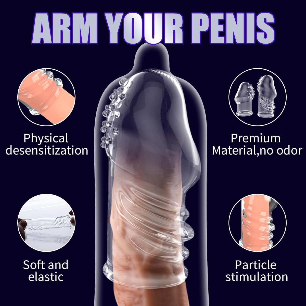 VelyonX Clear Penis Sleeve Set Textured Girth Enhancer