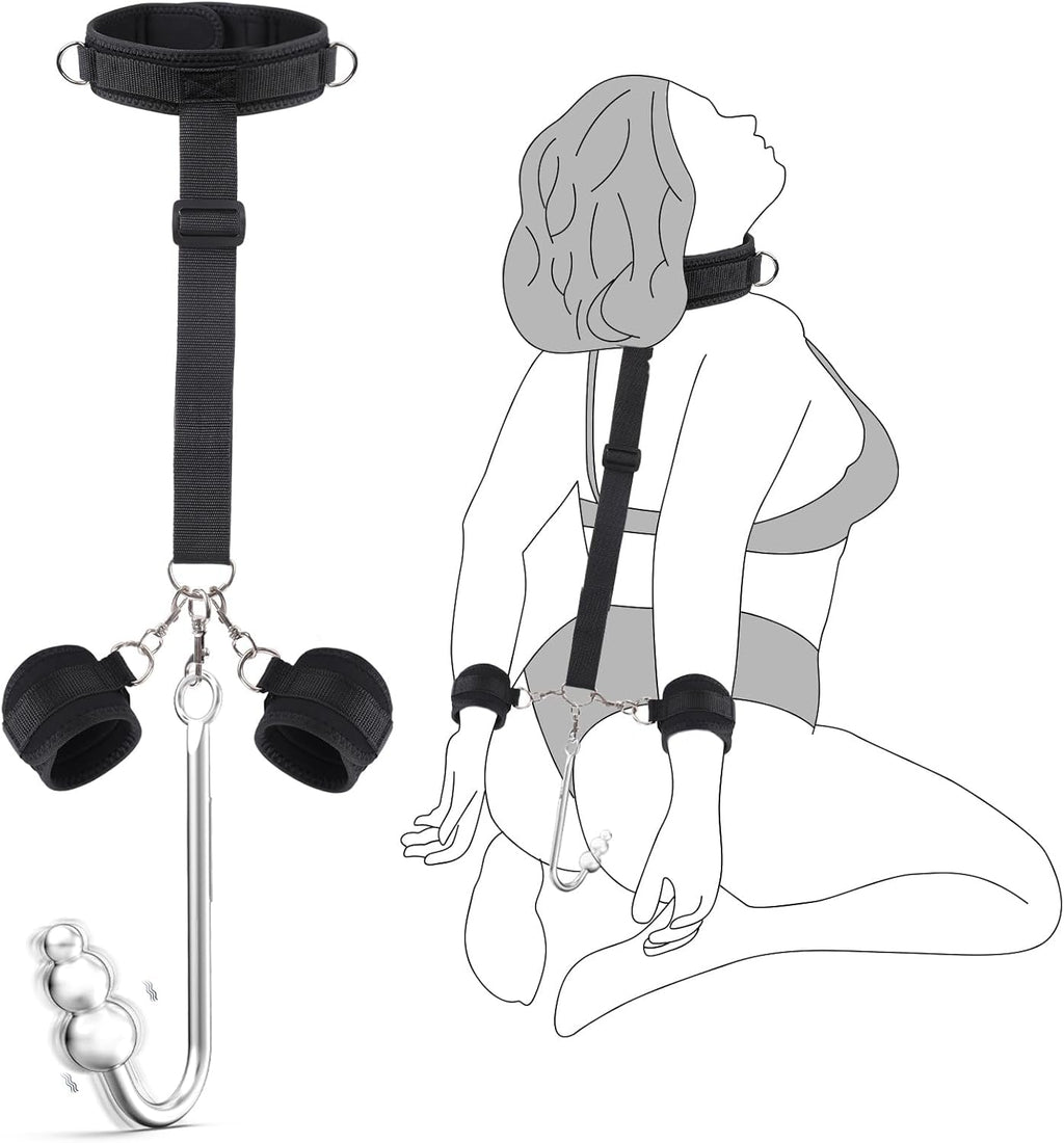 SubVibe Vibrating Anal Hook Neck-Wrist Bondage Kit