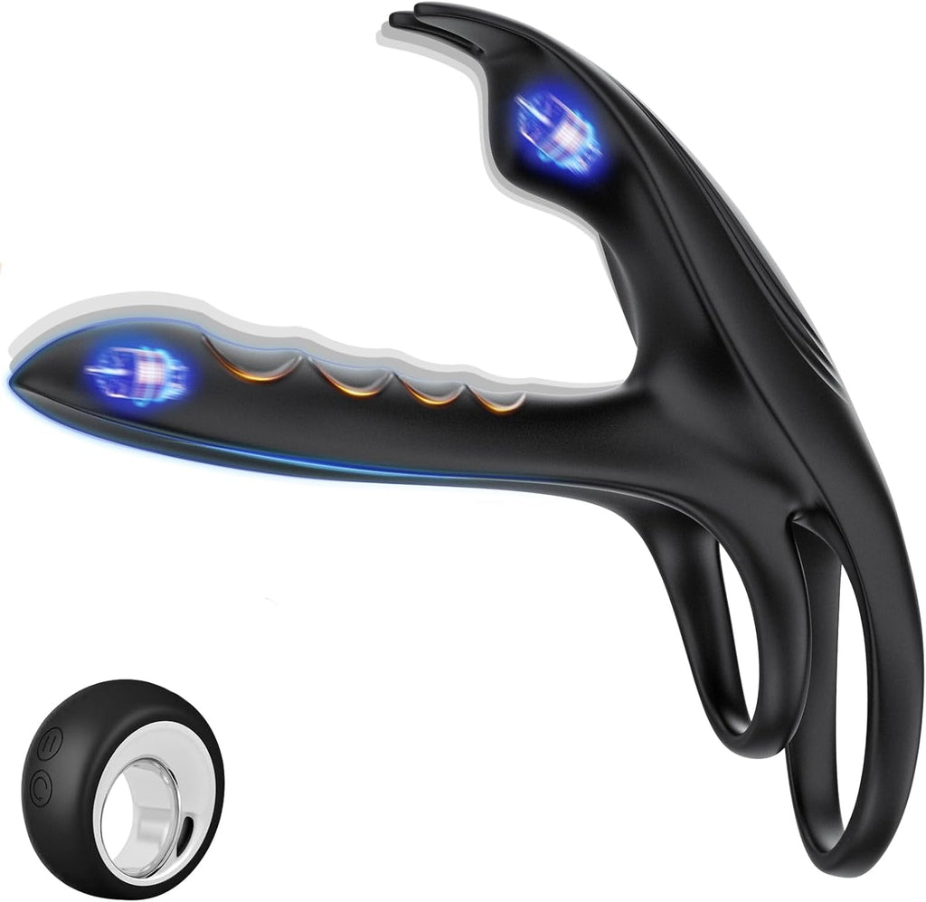 SyncDriveX Cock Ring Clit Stimulator Remote 10 Modes Waterproof