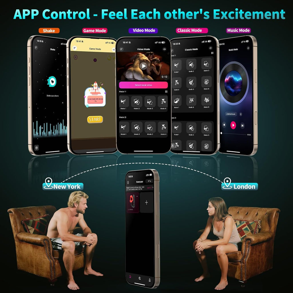 DualThrust Prostate Massager Cock Ring App 9+9 Modes