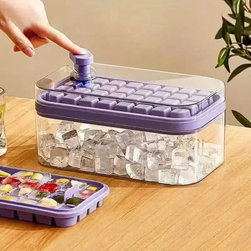 101oz. Ice Cube Tray Set - 64 Pcs Silicone Ice Cube Tray With Lid & Bin