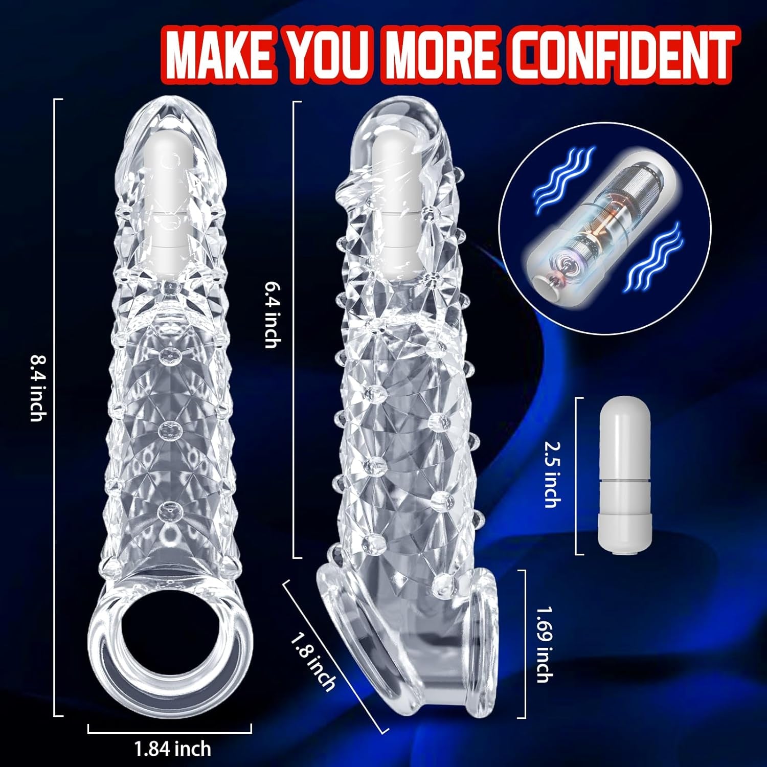 VibeGrain Vibrating Penis Sleeve Clitoral Stimulator TPE