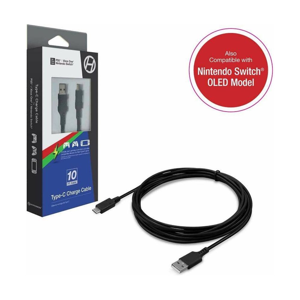Cable de carga tipo C compatible con PS5 / Xbox Series X® / Nintendo Switch® (Hyperkin)