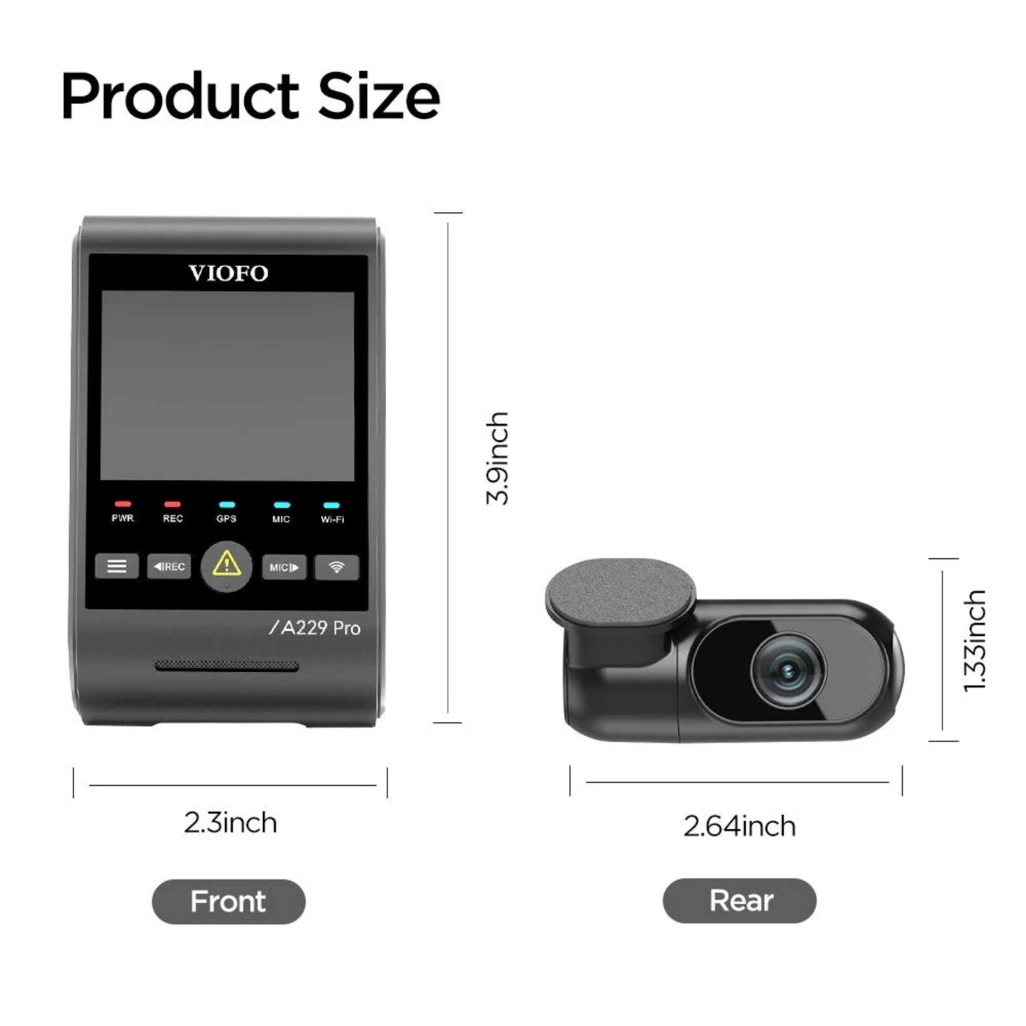 VIOFO A229 Pro Cámara de salpicadero de 2 canales 4K HDR Sony STARVIS 2 delantera y trasera