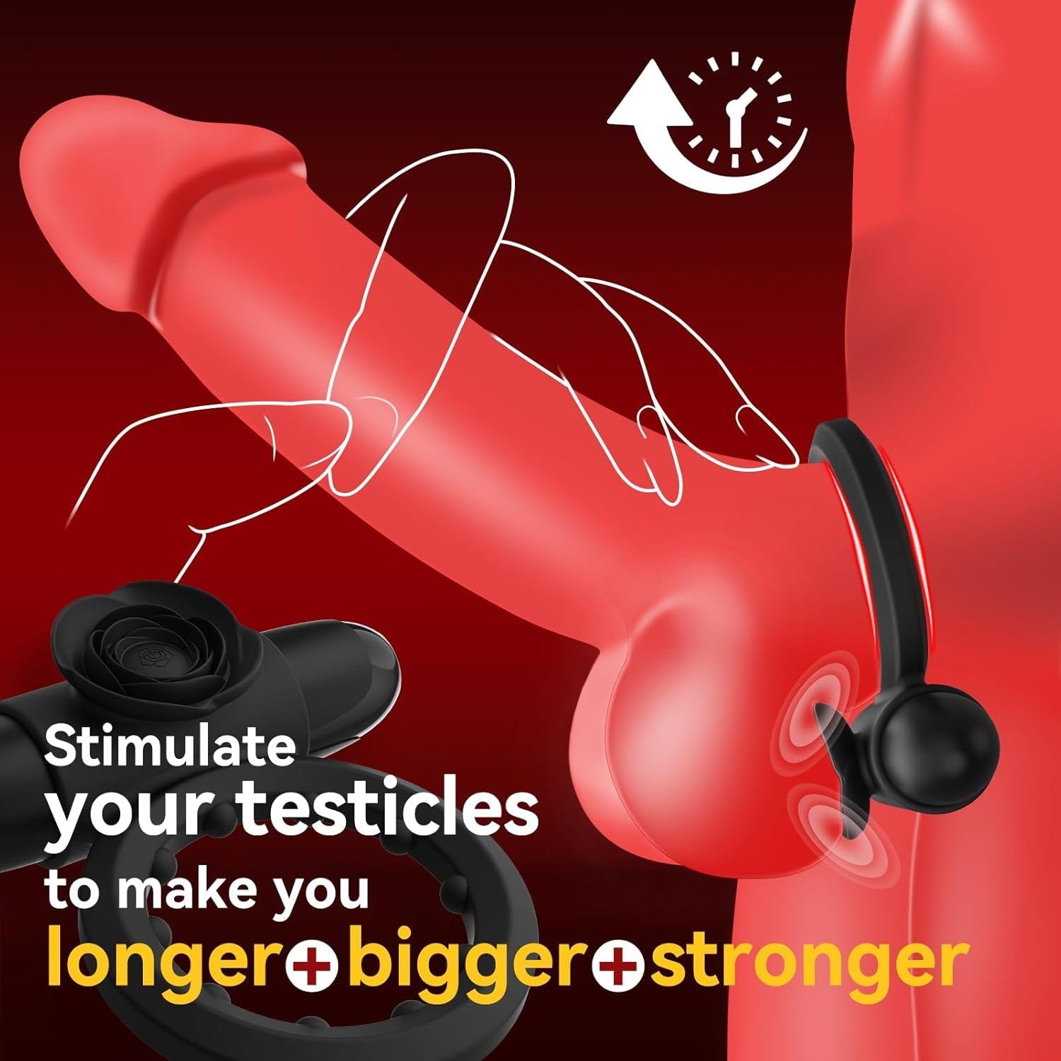 RoseCoreX Vibrating Cock Ring Bullet Rose Clit Stimulator