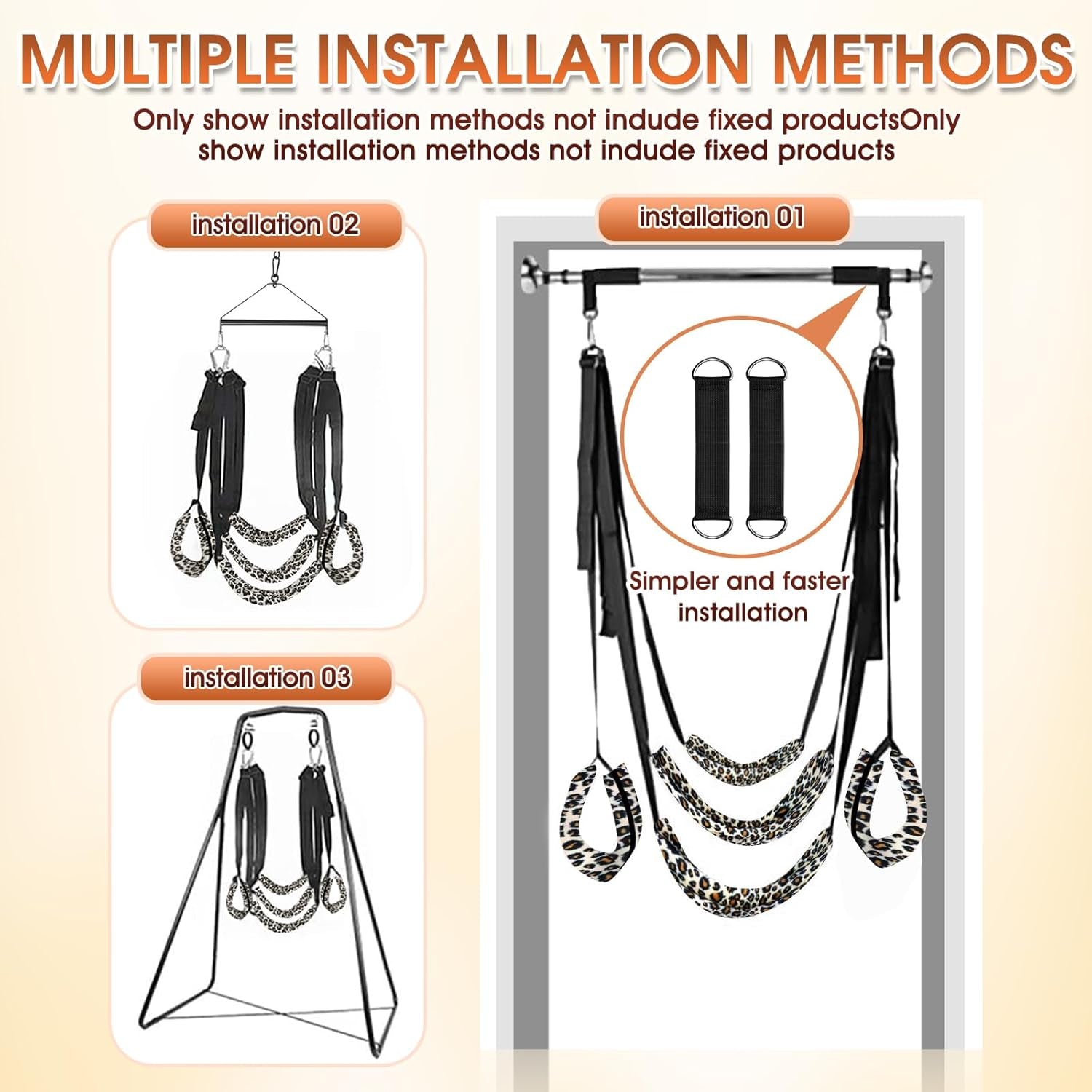 WildLuxe Leopard Print Door Sex Swing 400lb