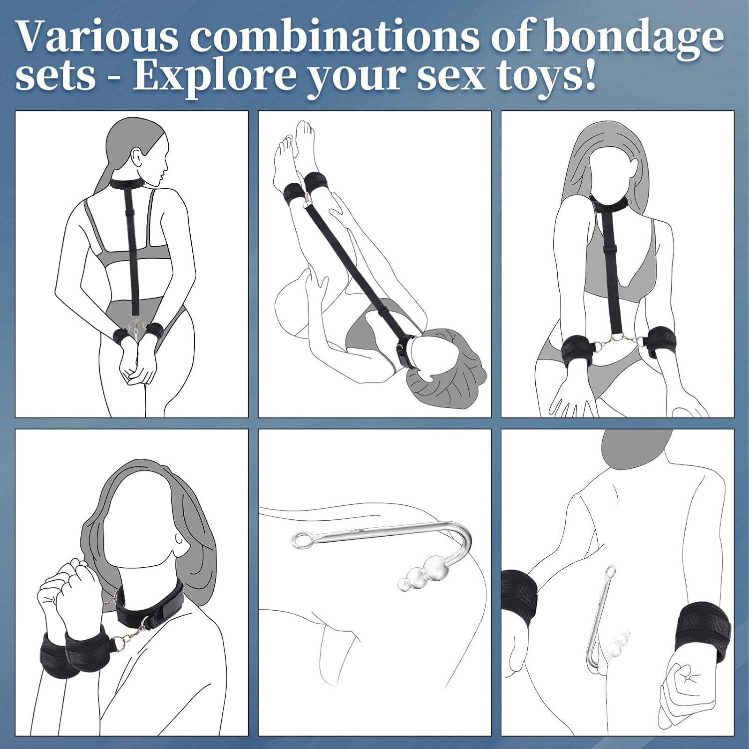 SubVibe Vibrating Anal Hook Neck-Wrist Bondage Kit
