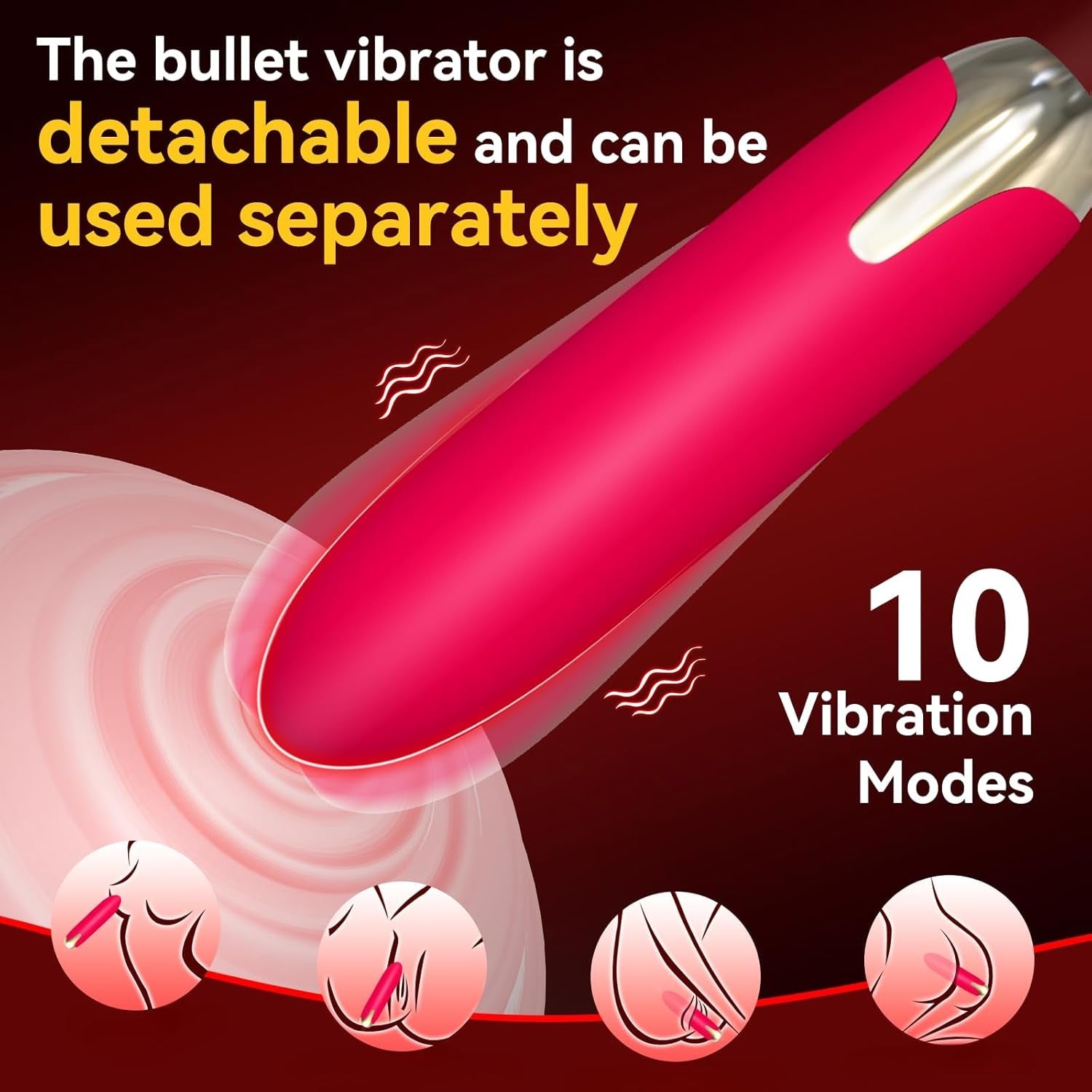CrimsonPetal Red Cock Ring Bullet Vibrator Clit Stimulator