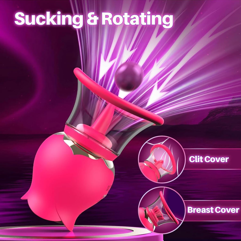 TriBrush Clit Sucker Vibrator 3 Brush Heads 12 Modes