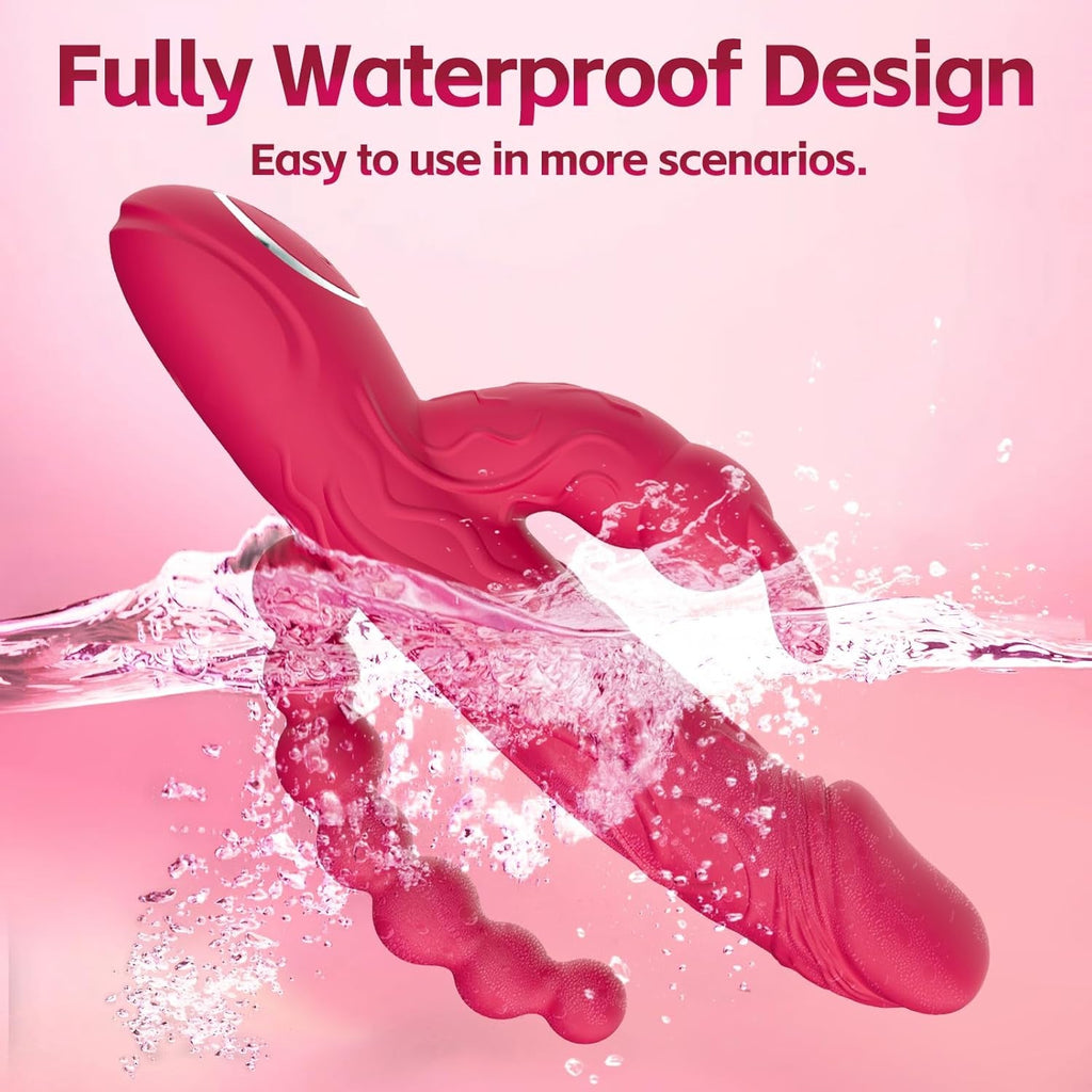 RoseFlux 3-in-1 Rabbit Vibrator 10 Modes Silicone Waterproof