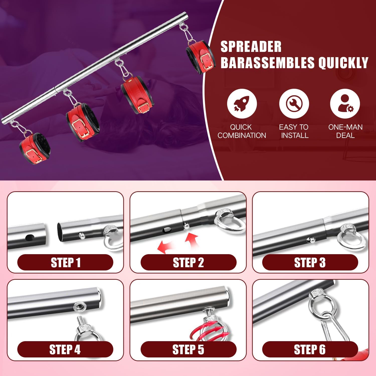 SM Bondage Restraint Set – Adjustable Spreader Bars
