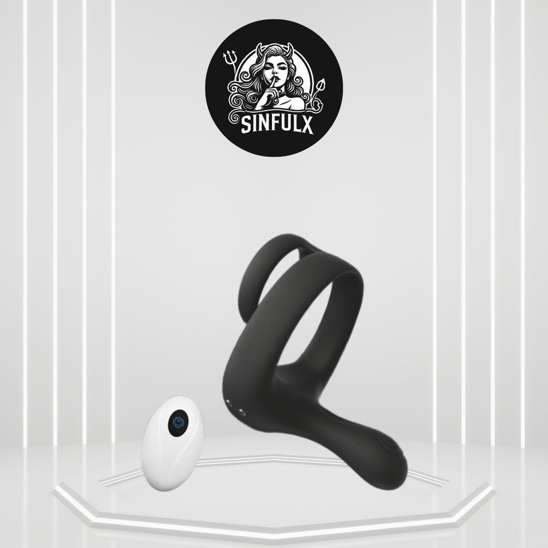 TitanVibe Vibrating Cock Ring with Taint & Ball Stimulator