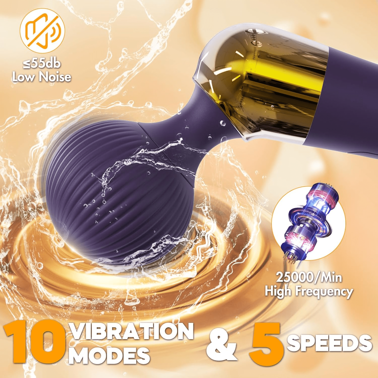 AnglePulse Tilted Head Wand Vibrator 10 Modes Rechargeable