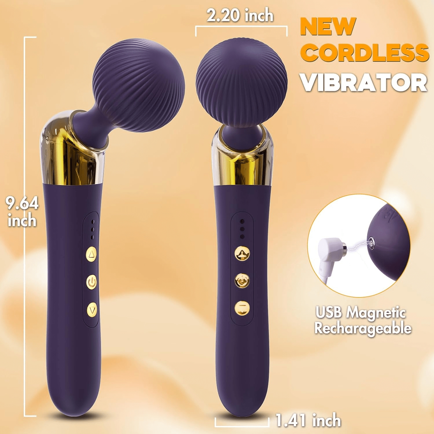 AnglePulse Tilted Head Wand Vibrator 10 Modes Rechargeable