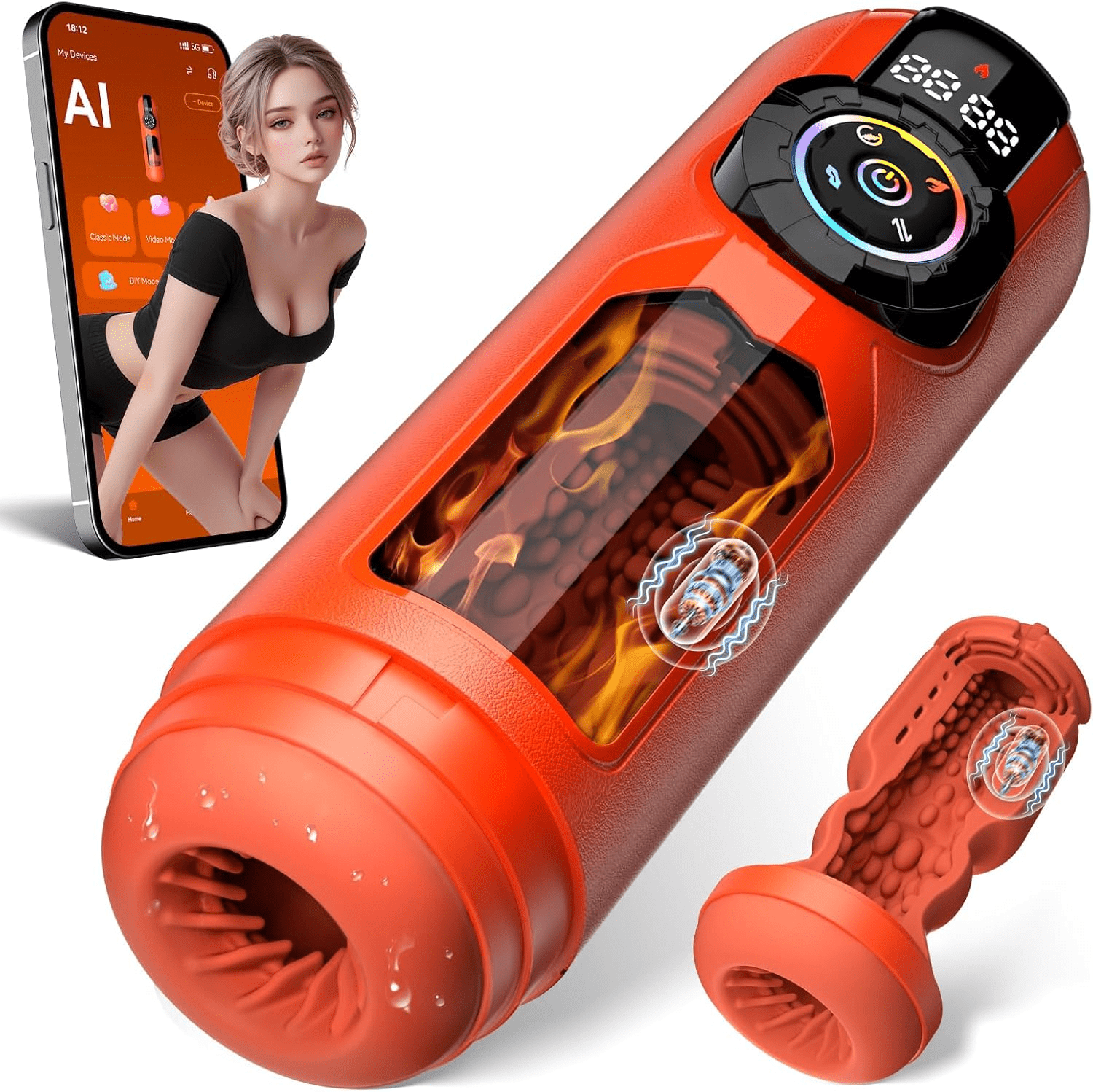 ThermaFlux Heating AI Male Masturbator App Control 5-in-1